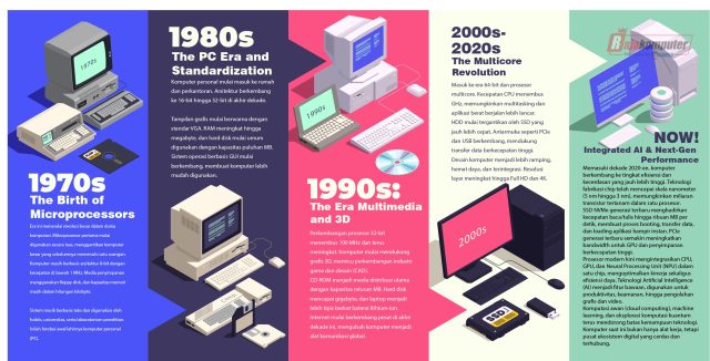 Sejarah komputer dari mesin raksasa ENIAC hingga laptop modern berbasis AI untuk layanan sewa komputer.