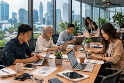 sewa laptop murah untuk bisnis di kantor dengan perangkat laptop siap digunakan