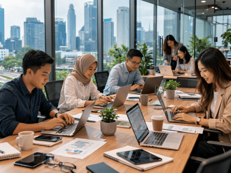 sewa laptop murah untuk bisnis di kantor dengan perangkat laptop siap digunakan
