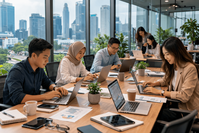 sewa laptop murah untuk bisnis di kantor dengan perangkat laptop siap digunakan