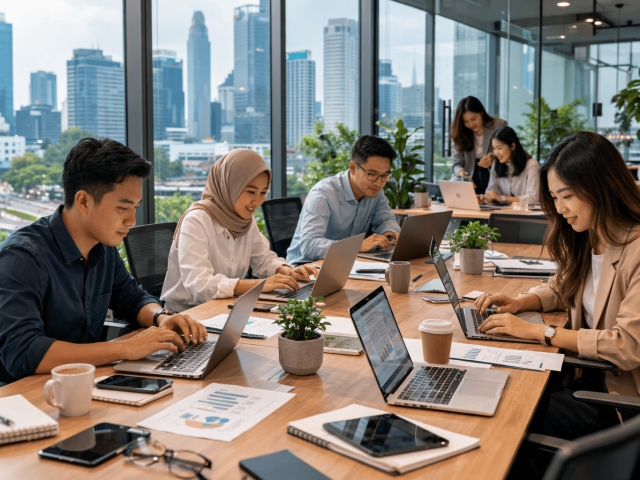 sewa laptop murah untuk bisnis di kantor dengan perangkat laptop siap digunakan