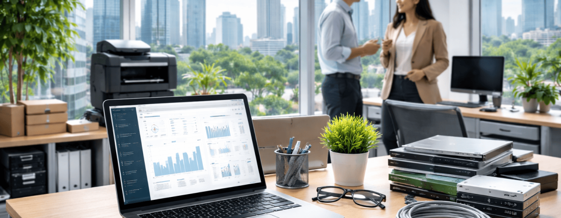 suasana kantor di jakarta dengan karyawan menggunakan layanan sewa laptop murah dan perangkat komputer lengkap jakarta